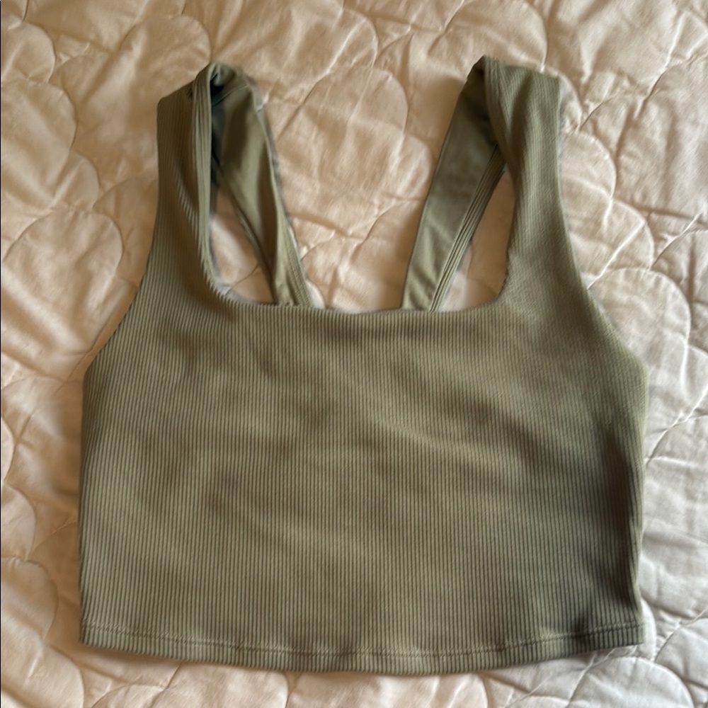 ALO Yoga Olive Green Ribbed Tank Top